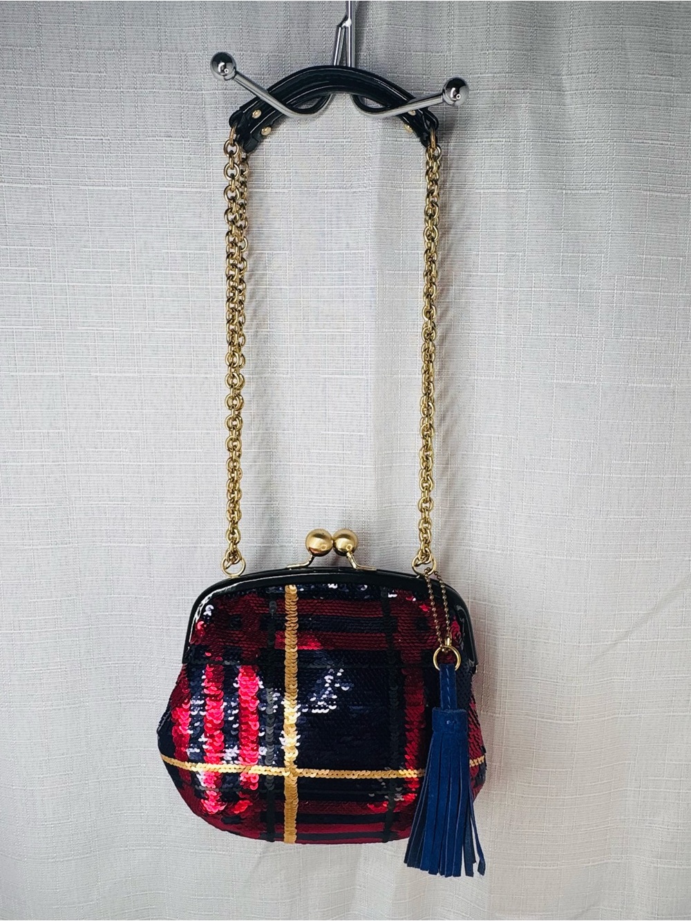 Coach Poppy Tartan Sequin Kisslock Bag- EUC